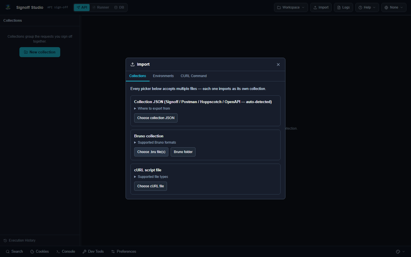 Import modal