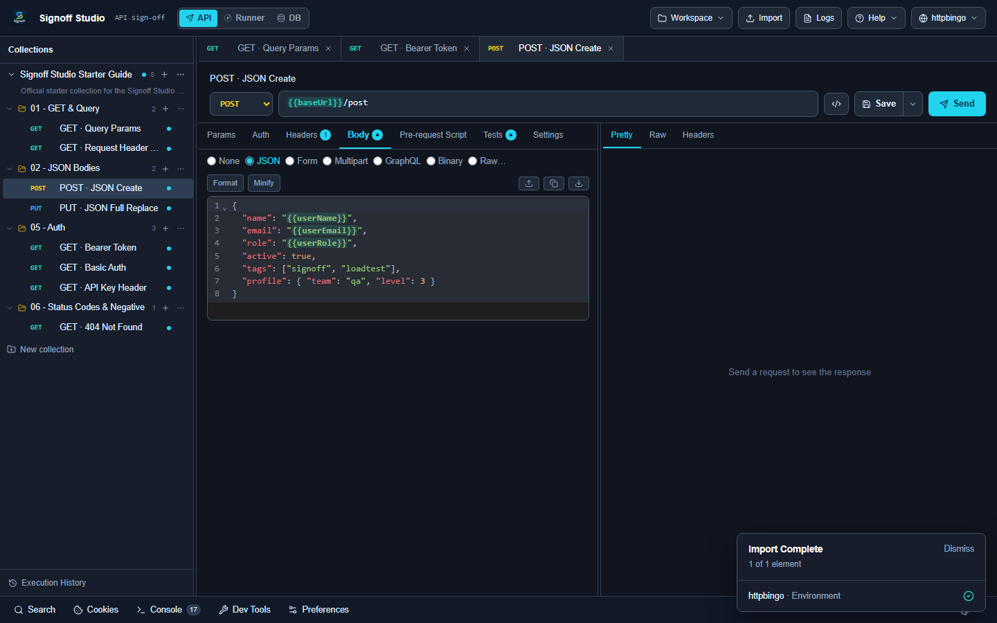 JSON body request